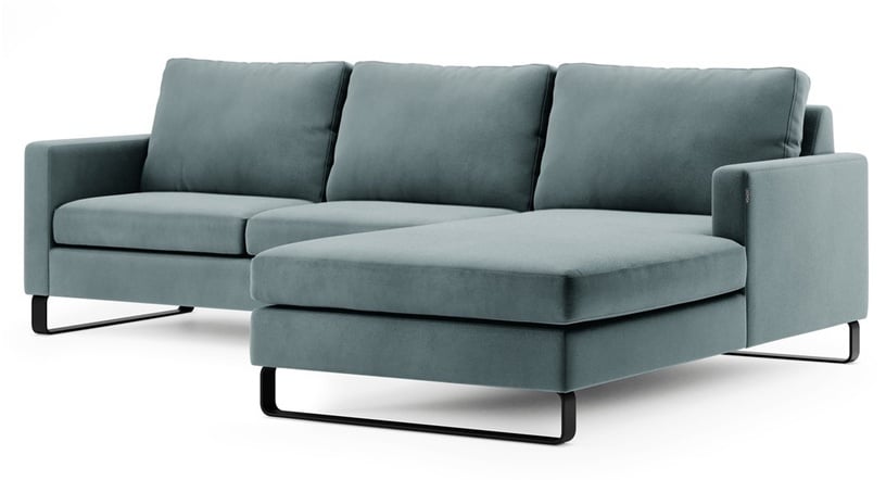 Stūra dīvāns Homede Corni, zila, labais, 245 x 180 cm x 86 cm