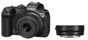 Sistēmas fotoaparāts Canon EOS R7 + RF-S 18-45mm F4.5-6.3 IS STM + Mount Adapter EF-EOS R