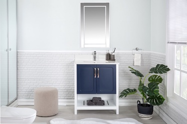 Vonios kambario komplektas Kalune Design Yampa 30, balta/tamsiai mėlyna, 54 cm x 75 cm x 86 cm