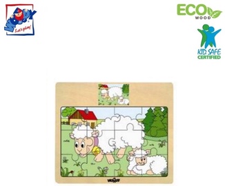 Izglītojošās rotaļlietas WOODY Educational Puzzle Sheeps, 12 gab.