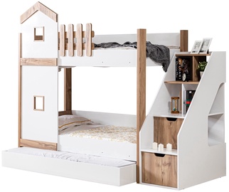 Двухъярусная кровать Kalune Design Eyfel 106DNV1286, белый/ореховый, 100 x 260 см