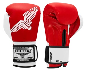Boksa cimdi Beltor Tiger, balta/sarkana, 14 oz