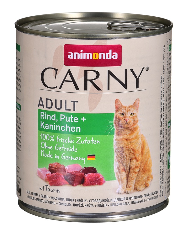 Šlapias kačių maistas Animonda Carny Adult, jautiena/triušiena/kalakutiena, 0.8 kg