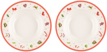 Ziemassvētku zupas šķīvis Winteria Natale 620726, balta/sarkana/zaļa, 20 cm, 2 gab.
