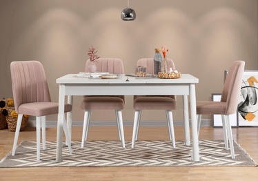 Ēdamistabas komplekts Kalune Design Santiago 0900 - 1 B, balts/gaiši rozā
