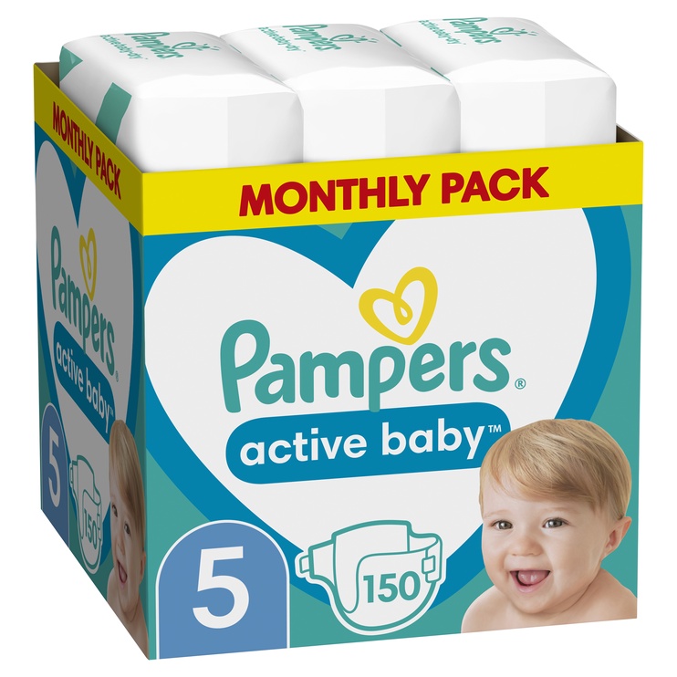 Sauskelnės Pampers Active Baby, 5 dydis, 16 kg, 150 vnt.