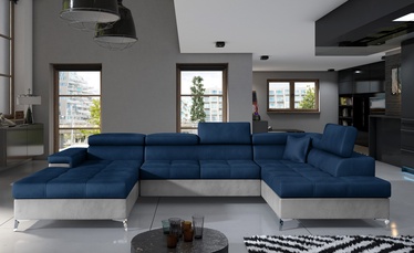 Stūra dīvāns Eduardo Monolith 77/Monolith 84, zila, labais, 345 x 202 x 90 cm