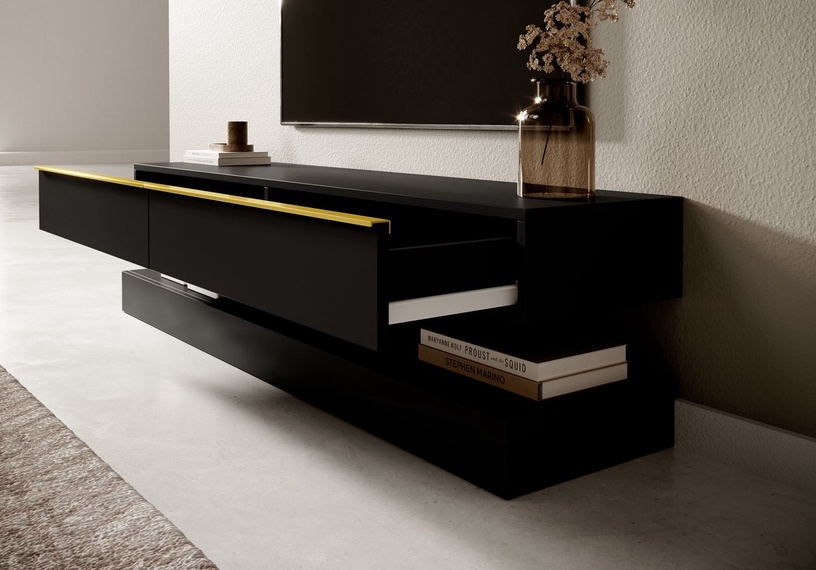 TV-laud Hylia, must, 34 cm x 140 cm x 45 cm