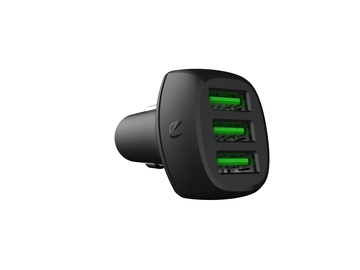 Auto telefona lādētājs Green Cell, 3 x USB, melna, 54 W