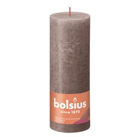 Свеча, цилиндрическая Bolsius Rustic Shine Rustic Taupe, 85 час, 190 мм