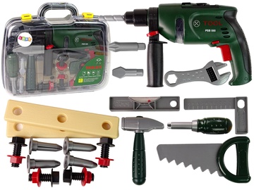 Bērnu darbarīku komplekts Lean Toys Tool Set 13472, zaļa/pelēka