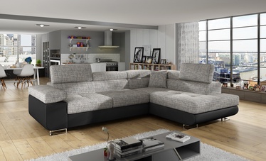 Stūra dīvāns Anton Berlin 01 & Soft 11, melna/pelēka, labais, 202 x 275 x 90 cm
