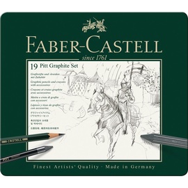 Графитовый карандаш Faber Castell Pitt Graphite, 4H/3H/2H/HB/2B/3B/4B, серый, 19 шт.