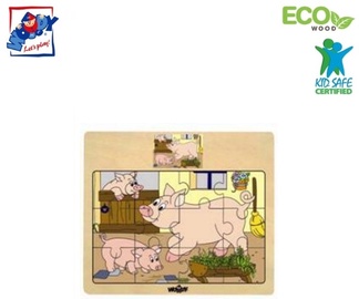 Izglītojošās rotaļlietas WOODY Educational Puzzle Pigs, 12 gab.