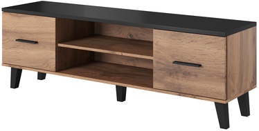 TV staliukas Cama Meble Lotta 160 2D2K, juodas/ąžuolo, 160 cm x 40 cm x 53 cm