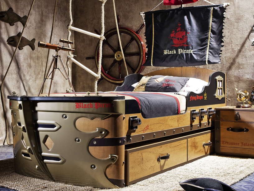 Детская кровать Kalune Design Pirate Ship Bed 813CLK2124, коричневый/многоцветный, 241 x 105 см