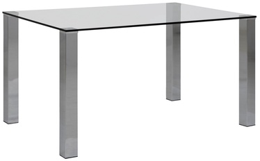 Обеденный стол Kante, прозрачный/хромовый, 140 см x 90 см x 75 см