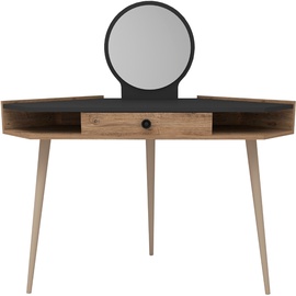 Столик-косметичка Kalune Design Lopez 550ARN2734, сосновый/антрацитовый, 130.8 см x 55 см x 85.2 см, с зеркалом