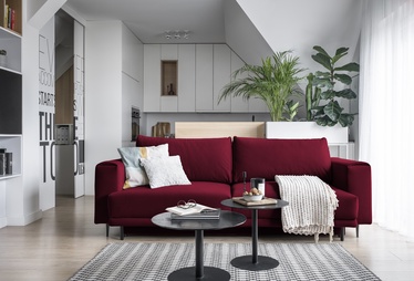 Dīvāns Dalia Velvetmat 30, sarkana, 95 x 260 cm x 90 cm