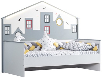 Детская кровать Kalune Design Cýty-Ledlý G-My, белый/серый, 100 x 200 см