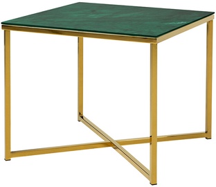 Kafijas galdiņš Ditra, zelta/zaļa, 50 cm x 50 cm x 42 cm