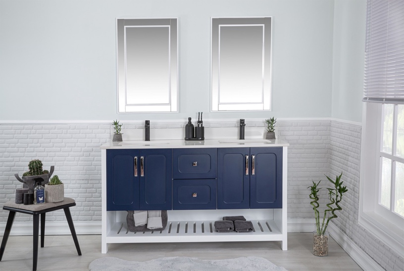 Комплект мебели для ванной Kalune Design Yampa 60, темно-синий, 54 см x 150 см x 86 см