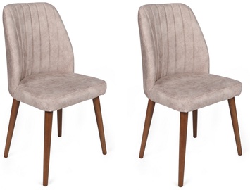 Ēdamistabas krēsls Kalune Design Alfa 465 V2 974NMB1639, bēša/valriekstu, 49 cm x 50 cm x 90 cm, 2 gab.
