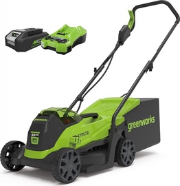 Аккумуляторная газонокосилка Greenworks GD24LM33K4, 33 см