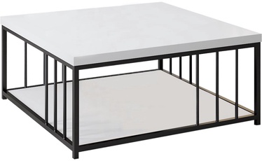 Журнальный столик Kalune Design Zenn, белый/черный, 90 см x 90 см x 40 см