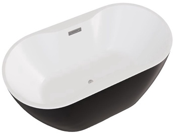 Vann, teisaldatav Besco Navia Black&White Matt, 150 cm x 80 cm x 60 cm, ovaalne