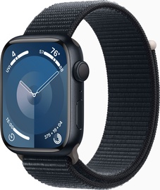 Умные часы Apple Watch Series 9 GPS, 45mm Midnight Aluminium Midnight Sport Loop, черный