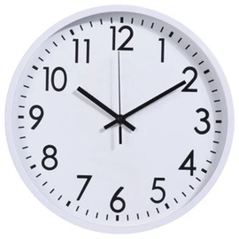 Настенные кварцевые часы, белый/черный/, пластик, 30 см x 30 см