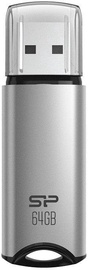USB zibatmiņa Silicon Power Marvel M02, sudraba, 64 GB