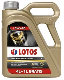 Motoreļļa Lotos Synthetic Turbodiesel 5W - 40, sintētiskais, vieglajam auto, 5 l