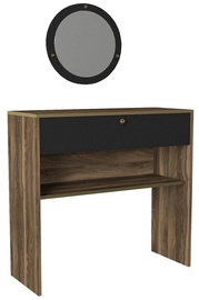 Konsolinis staliukas Kalune Design Luis Aynali, juodas/riešuto, 90 cm x 35.5 cm x 90 cm