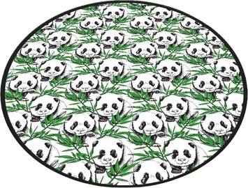 Vannas istabas paklājs Foutastic Green Panda Circle 359CHL4579, balta/melna/zaļa, 120 cm x 120 cm