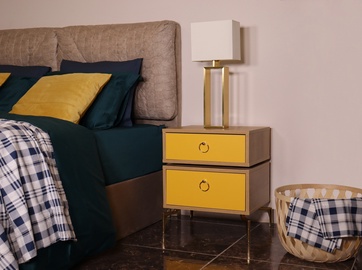 Ночной столик Kalune Design Carter 811MDD4132, желтый/дубовый, 40 x 50 см x 59 см