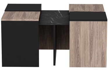 Набор журнальных столиков Kalune Design Owen, черный/дубовый, 35 - 60 см x 60 см x 42 - 47 см