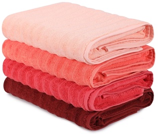 Полотенце для ванной Beverly Hills Polo Club Bath Towel Set 406, розовый/бордо/светло-розовый, 70 см x 140 см, 4 шт.