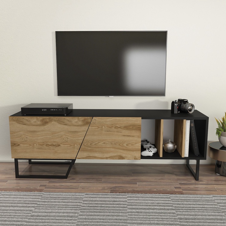 TV-laud Kalune Design Linossa, must/tamm, 35 cm x 150 cm x 50.5 cm
