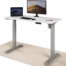 Galds regulējams augstums Desktronic HOME ONE, balta/pelēka