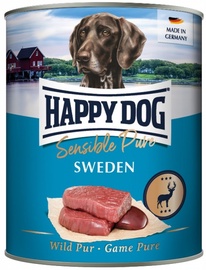 Mitrā barība (konservi) suņiem Happy Dog Sensitive Pure Sweden, savvaļas dzīvnieku gaļa/brieža gaļa/meža cūkas gaļa, 0.8 kg