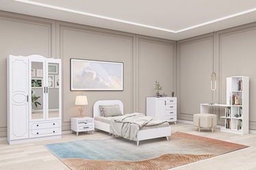 Guļamistabas mēbeļu komplekts Kalune Design Mihra 209, iekštelpu, balta