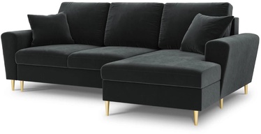 Stūra dīvāns Micadoni Home Moghan Velvet 4 Seats, tumši pelēka, labais, 241 x 145 cm x 88 cm