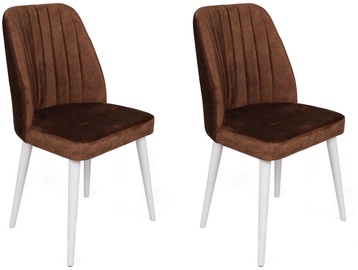 Ēdamistabas krēsls Kalune Design Alfa 496 974NMB1648, brūna/balta, 49 cm x 50 cm x 90 cm, 2 gab.