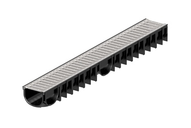Дренажный желоб с решеткой Easyline Aco, A15, 100 см x 12.5 см x 9 см