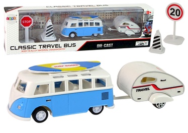 Bērnu rotaļu mašīnīte Lean Toys Classic Travel Bus 13304, zila/balta