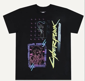 T-krekls, vīriešu Edgerunners Lucy Neon Out, melna/daudzkrāsaina, XXL