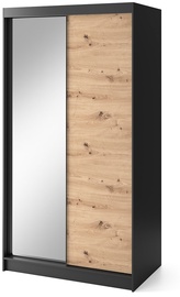 Гардероб Esville II, черный/дубовый, 120 см x 220 см x 60 см, с зеркалом