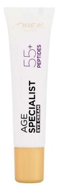 Acu krēms sievietēm L'Oreal Age Specialist 55+ Peptides & Caffeine, 15 ml